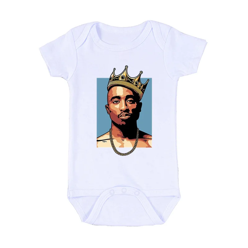 2020 Infant Newborn Bodysuits Baby Tupac 2pac Hip Hop Swag Print Short Sleeve Romper Fashion Jumpsuit Outfits Boys Girls Clothes 4