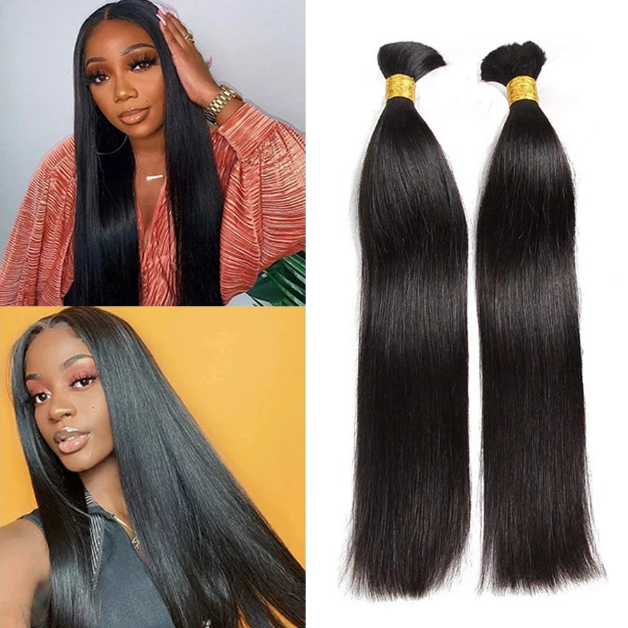 

Silky Straight Human Hair Bulk For Braiding Brazilian Remy Hair Extensions Crochet Braids No Weft Hair Bundles For Women