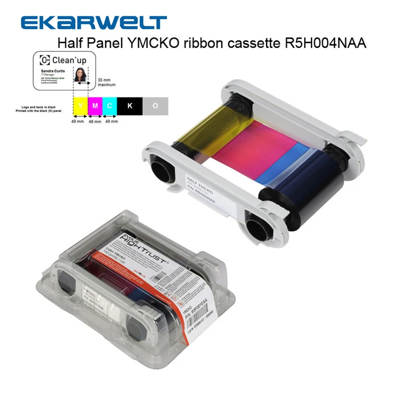 Compatível R5h004naa Meio Painel Ymcko Fita Cassete 400 Impressões para Evolis Zenius Primacy Impressora de Cartão de Identificação - Imagem 2