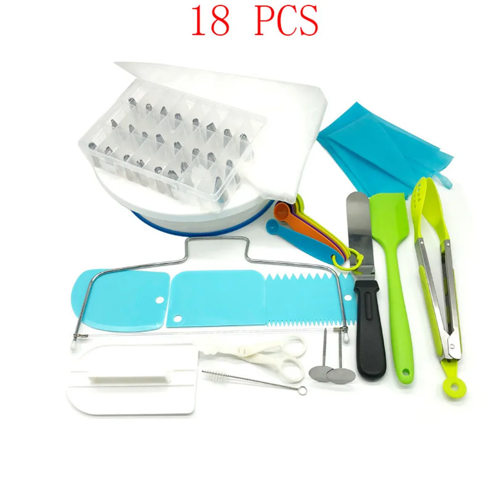 

18 PCS High quality Cake Stand Craft Turntable Set Platform Cupcake Rotating Plate Revolving Cake Baking Decorating Tools
