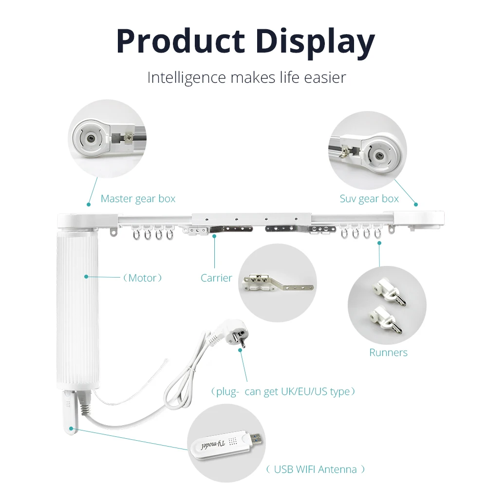 Zemismart WiFi Smart Curtain Motor with Track