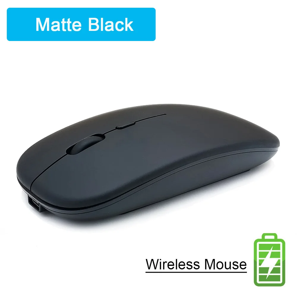 Бесшумная перезаряжаемая беспроводная компьютерная мышь Бесшумная компьютерная мышь Mause эргономичная мышь 2,4 ГГц USB оптическая мышь для ПК ноутбука - Цвет: Matte Black