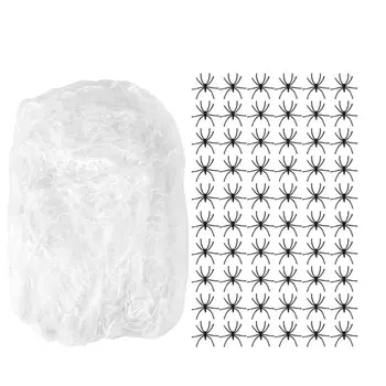 

Halloween Spider Web Set with 60pcs Fake Spiders Decoration for Party Home