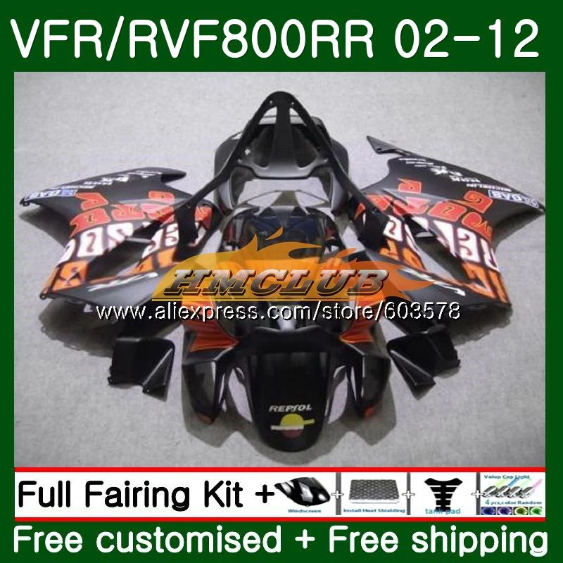 Body For HONDA Interceptor VFR800RR 2002 2012 88CL.80 Flat Repsol VFR 800R VFR800 RR 02 03 04 05 06 07 08 09 10 11 12 Fairings
