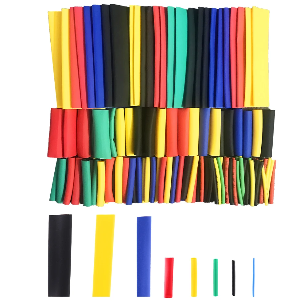 Juego de tubos de aislamiento de poliolefina, surtido de encogimiento de calor, Cable de tubo retráctil, 164 Uds./127 Uds., 2:1