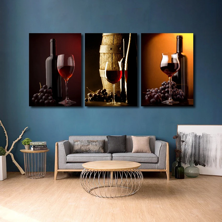 Arte De La Pared De La Copa De Vino De Lujo Pintura De La Lona De