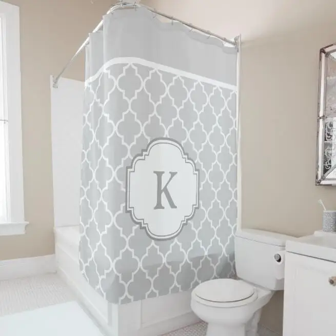 Классический серый белый плитка с марокканским узором Quatrefoil ванная комната