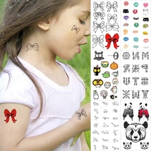 Waterproof Temporary Tattoo Sticker Bowknot Red Linear Cute Cartoon Fake Tatoo Arm Face Hand Neck Boy Girl Child Glitter Tattoos
