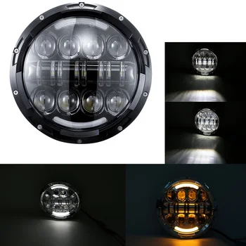 

7" 80W LED Headlight with Halo Angle Eye with Amber Turn Signal for Jeep Wrangler for Hummer H1&H2 03-'09 for Land Rover