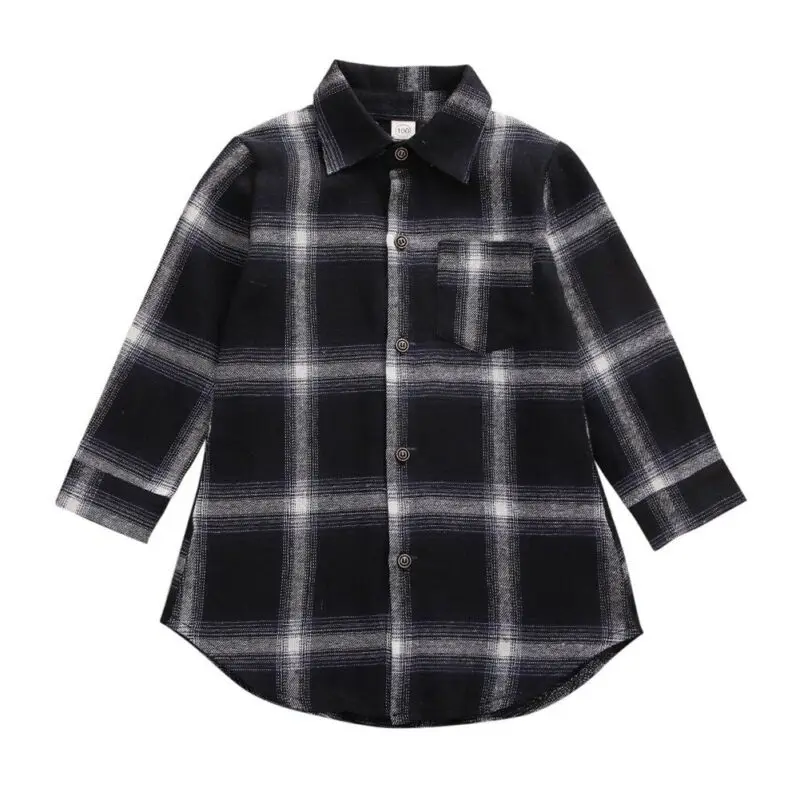 UK Stock Kids Baby Boys Girls Clothes Plaid Blouse Check Long Sleeve Button Down Shirt Tops Autumn Shirt 1-7Y