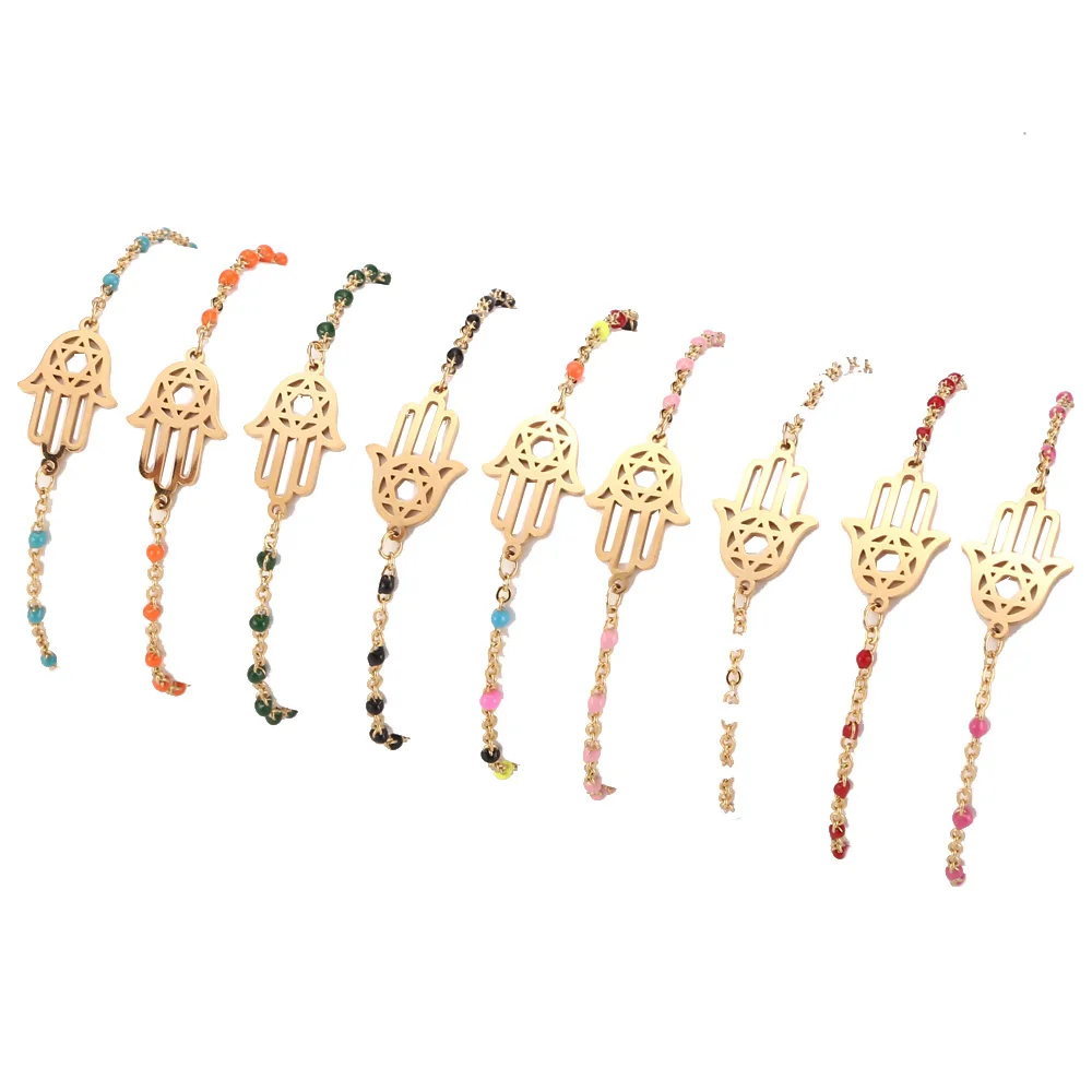 

Stainless Steel Women Bracelet Boho Gold Star Divid Hasma Hand Charm Chain Bracelets Bangles Jewelry Gifts