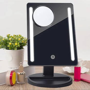 

Fashion Dorm Bar Lamp Home Rotatable Dimmable Countertop Square Single Sided LED Makeup Mirror 10x Magnifying Apartment