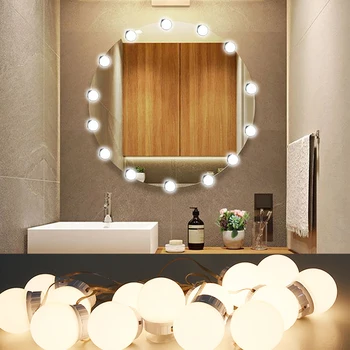 

5V LED Makeup Mirror Light Bulb Vanity Lights Stepless Dimmable Wall Lamp 2/6/10/14 Bulbs Kit for Dressing Table LED Mirror Lamp