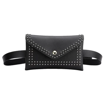 

Rivet Fashion Women's Belt Leather Bag Unified Rivet Shoulder Size Leather Bag Women's Leather Fanny Bag Loose Leather Wallet