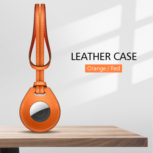 Premium Leather Protective Cover For AirTag Luggage Tag Bag Charm Shell For Apple Airtags Anti-lost Tracker Case