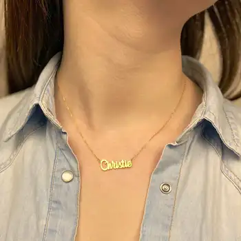 

Personalized Gold Chain Nameplate Jewelry Custom Old English Name Necklace Stainless Steel Pendant Choker For Women BFF Gift