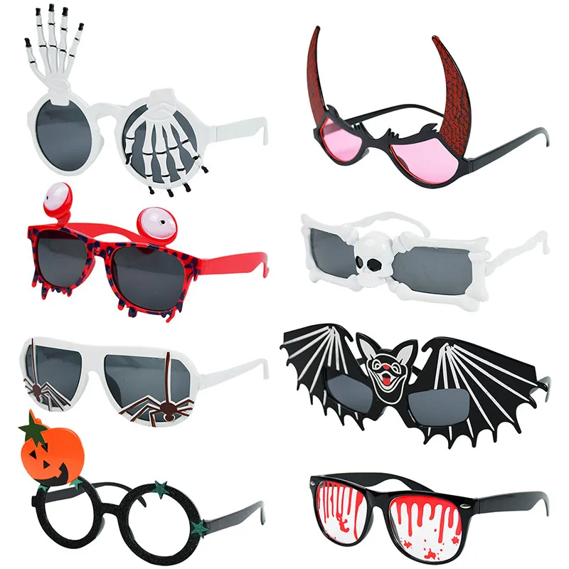Agshcqi Halloween Glasses Masquerade Party Funny Glasses Pumpkin Skull Spider Web Scary Eyeballs Scary Animal Cosplay