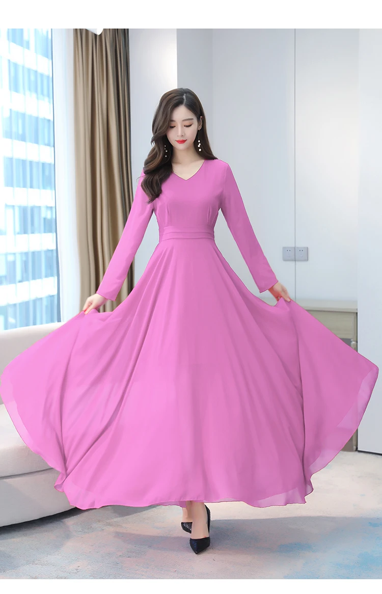 Autumn Winter Vintage Chiffon Boho Midi Dress 2020 4XL Plus Size Sexy Casual Maxi Dresses Women Party Long Sleeve Black Vestidos