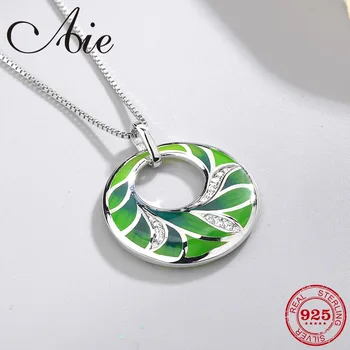

Full of natural vigour 925 Sterling Silver sparkling CZ exaggerated pattern green Enamel fine Necklace Pendant Party Jewelry