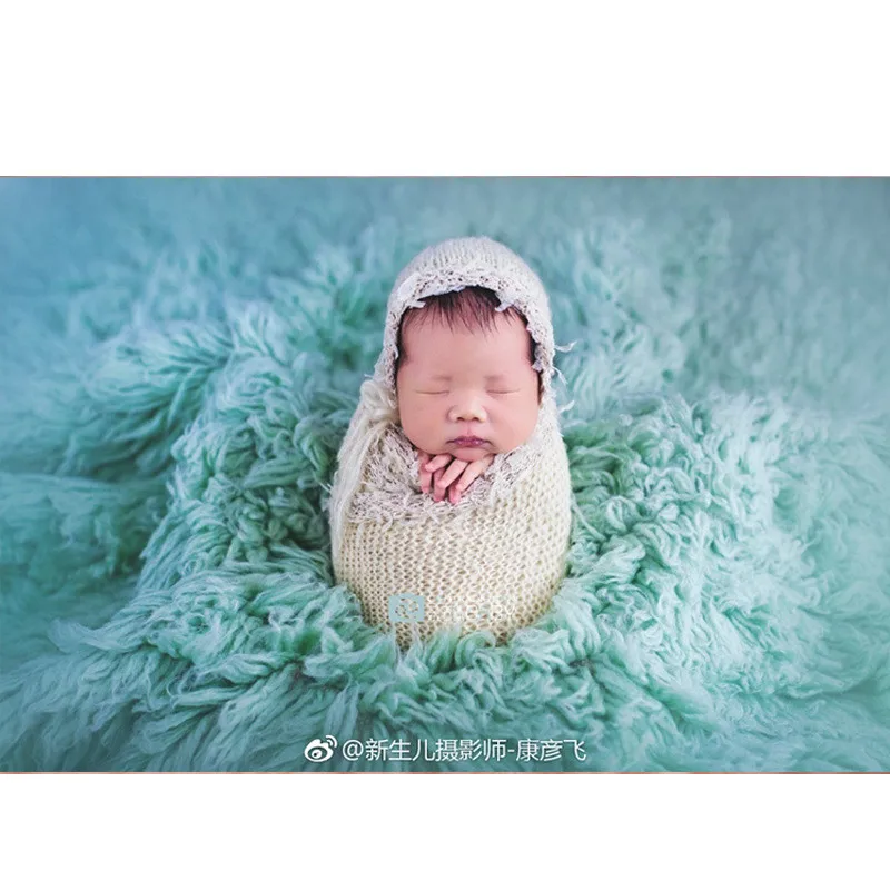 Olive Flokati новорожденный фотография 150x90 см Большой размер толстое длинное греческое шерстяное одеяло фон Студийная фотосъемка для новорожденных - Цвет: Olive