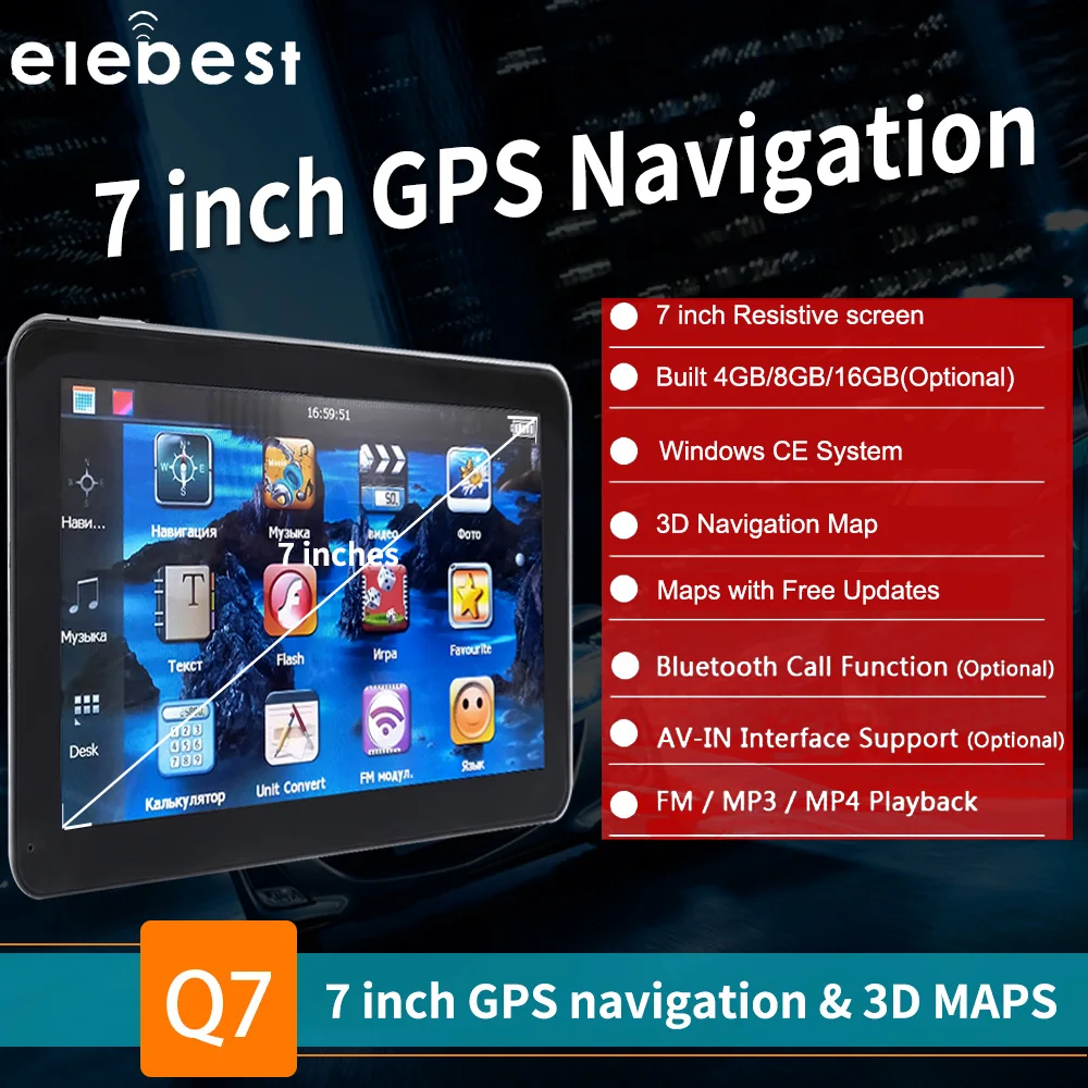 Цена Elebest font b gps b font навигация 7 дюймов сенсорный экран font b gps b font навигатор автомобиль грузовик font b gps b font Sat Nav BHT опционально Европа и т. д. карты бесплатное обновление