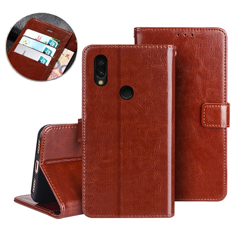 Чехол для Redmi 7 кожаные винтажные чехлы-бумажники Funda Xiaomi чехлы с откидной крышкой