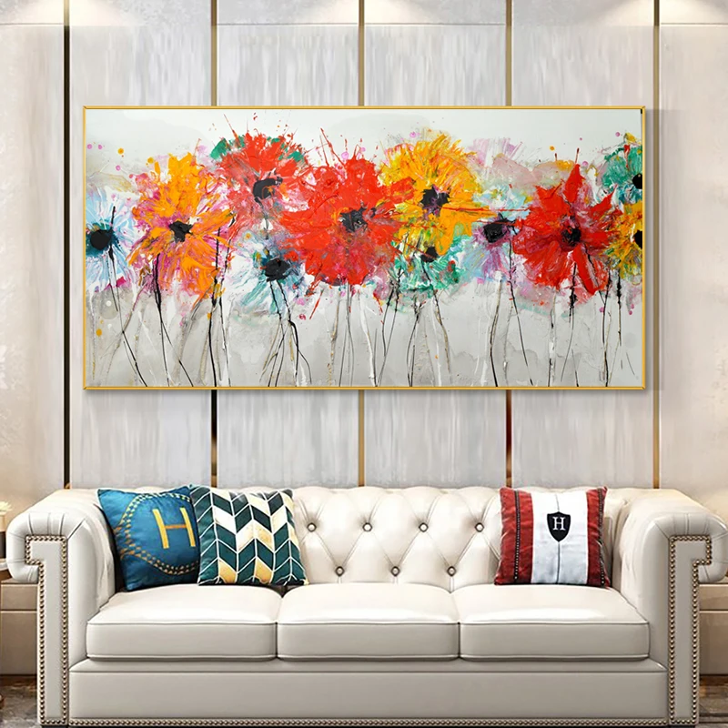 Colorful Flower Posters And Prints Abstract Oil Painting Printed On Canvas Wall Art Pictures For Living Room Sofa Home Decor