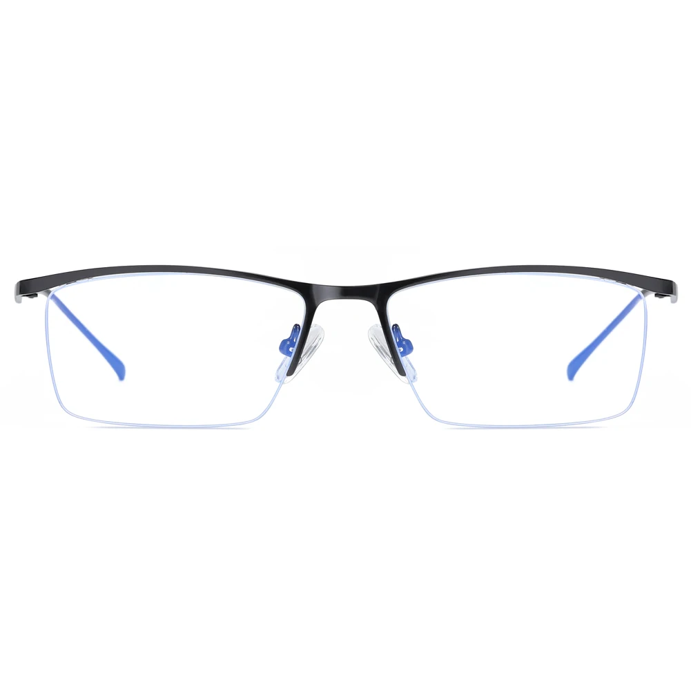 Мужские очки в металлической оправе с защитой от синего света, компьютерный светильник, прямоугольные очки без оправы, оправы для очков с защитой от синего излучения - Цвет оправы: Black