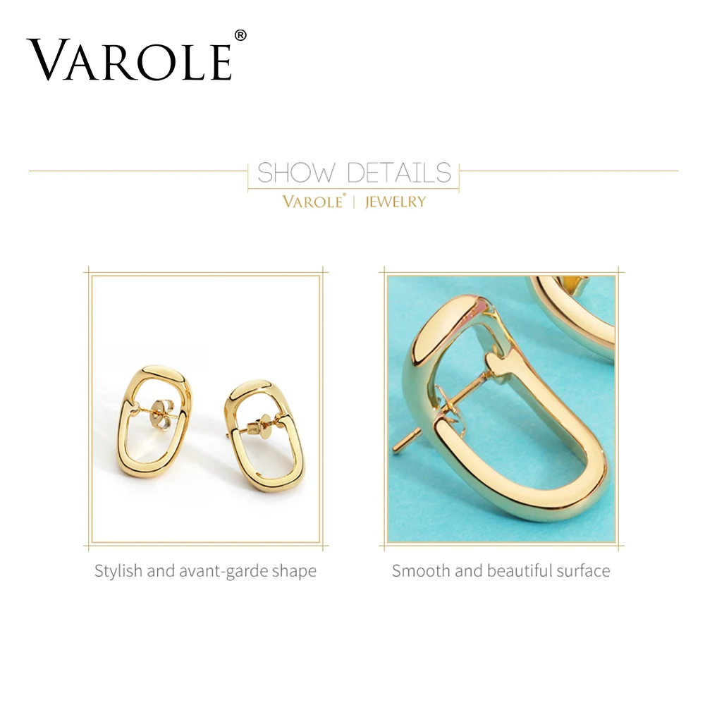 VAROLE, контрактный дизайн, Модная Золотая Сережка-гвоздик, цветная изогнутая линия, массивные серьги для женщин, Трендовое ювелирное изделие Oorbellen