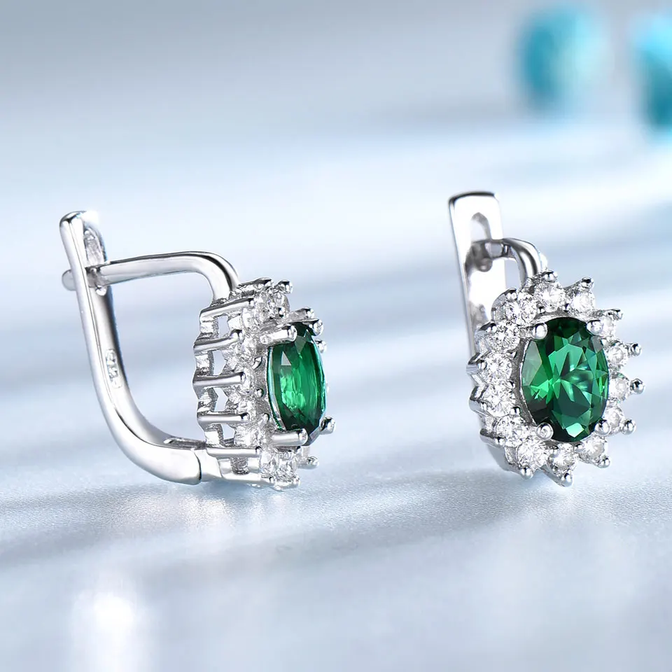 Серьги клипсы женские из серебра с изумрудом|Серьги-клипсы| |