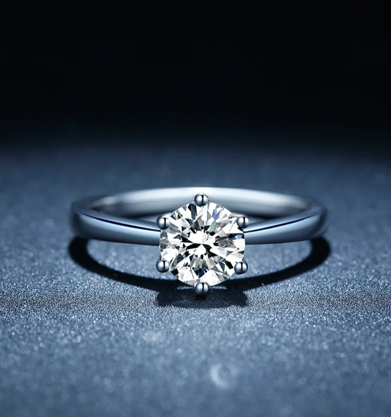 Kkmall магазин круглых серебряных колец с муассанитом 1.00ct D VVS Роскошные Колечки для