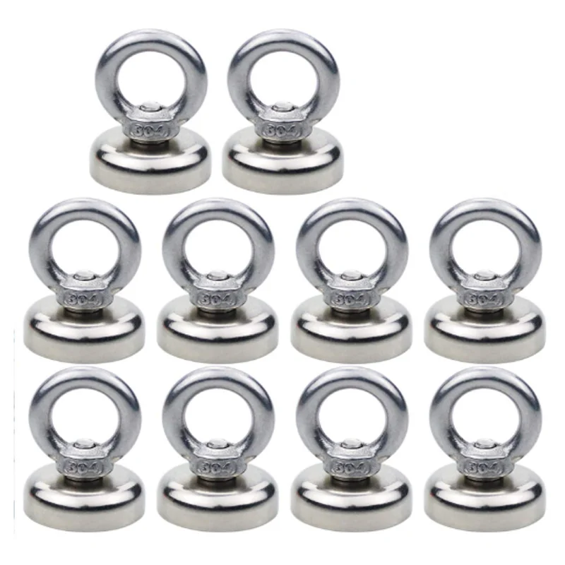 

Magnetic Hooks Dia 25mm 18 KG Pulling Force Rare Earth Magnetic Hooks with Countersunk Hole Eyebolt for Home Kitchen Workplace