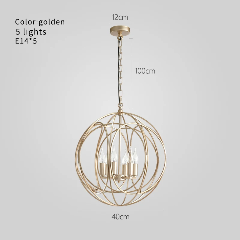 D40CM WARM WHITE Глобус железная клетка подвесной светильник ing Золотой подвесной светильник для спальни кухонный светильник Лофт для столовой скандинавские домашние декоративные лампы - Цвет корпуса: D40CM WARM WHITE