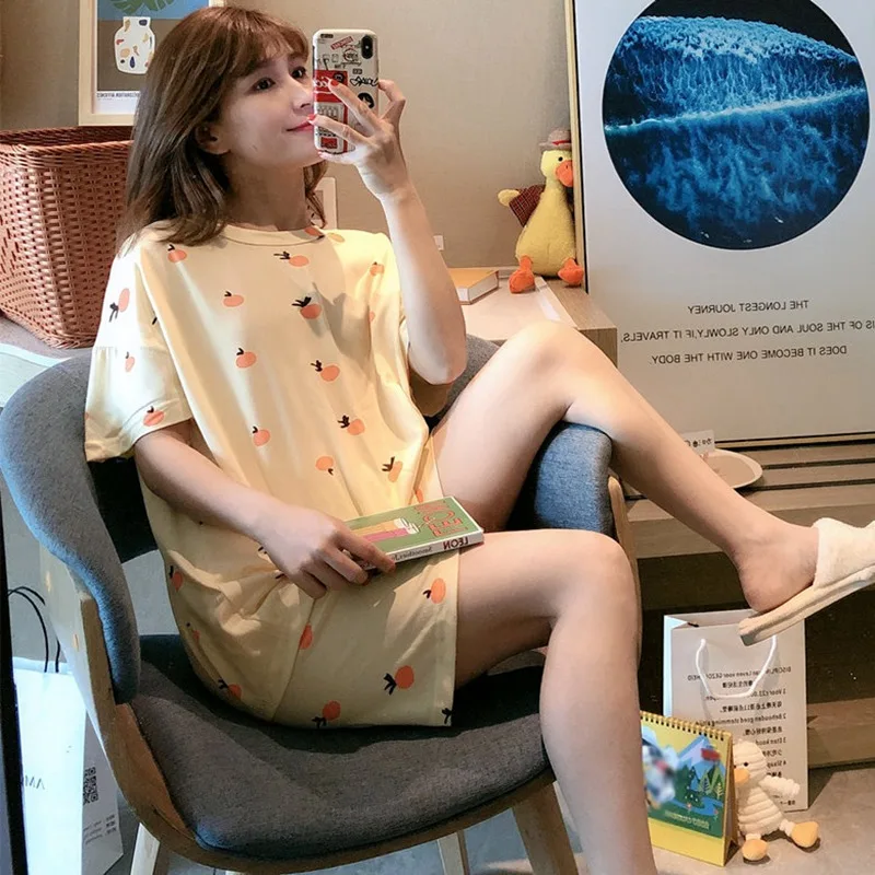 

New Female Milk Silk Underwear Summer Pajama Mujer Summer Women's Cartoon Print Sleepwear Short Sleeve shorts Nightwear