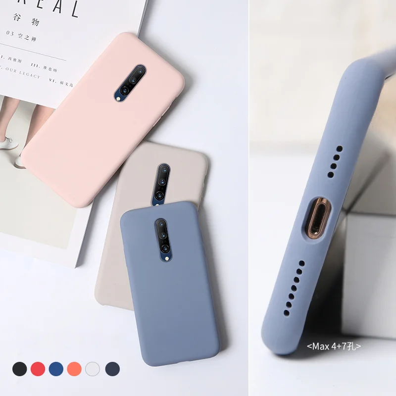 Жидкий силиконовый чехол для Oneplus 7 с полным покрытием подкладка из микрофибры
