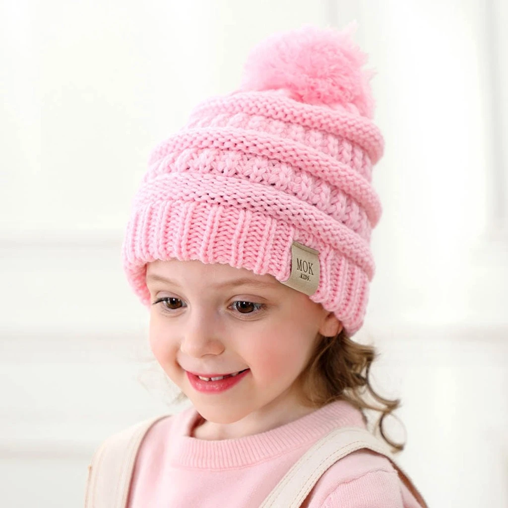 New Fashion Newborn Cute Baby Beanies Boys Girls Winter Keep Warm Hat Kids Knitted Wool Hemming Hat Fit Boy Cap Knitted 904