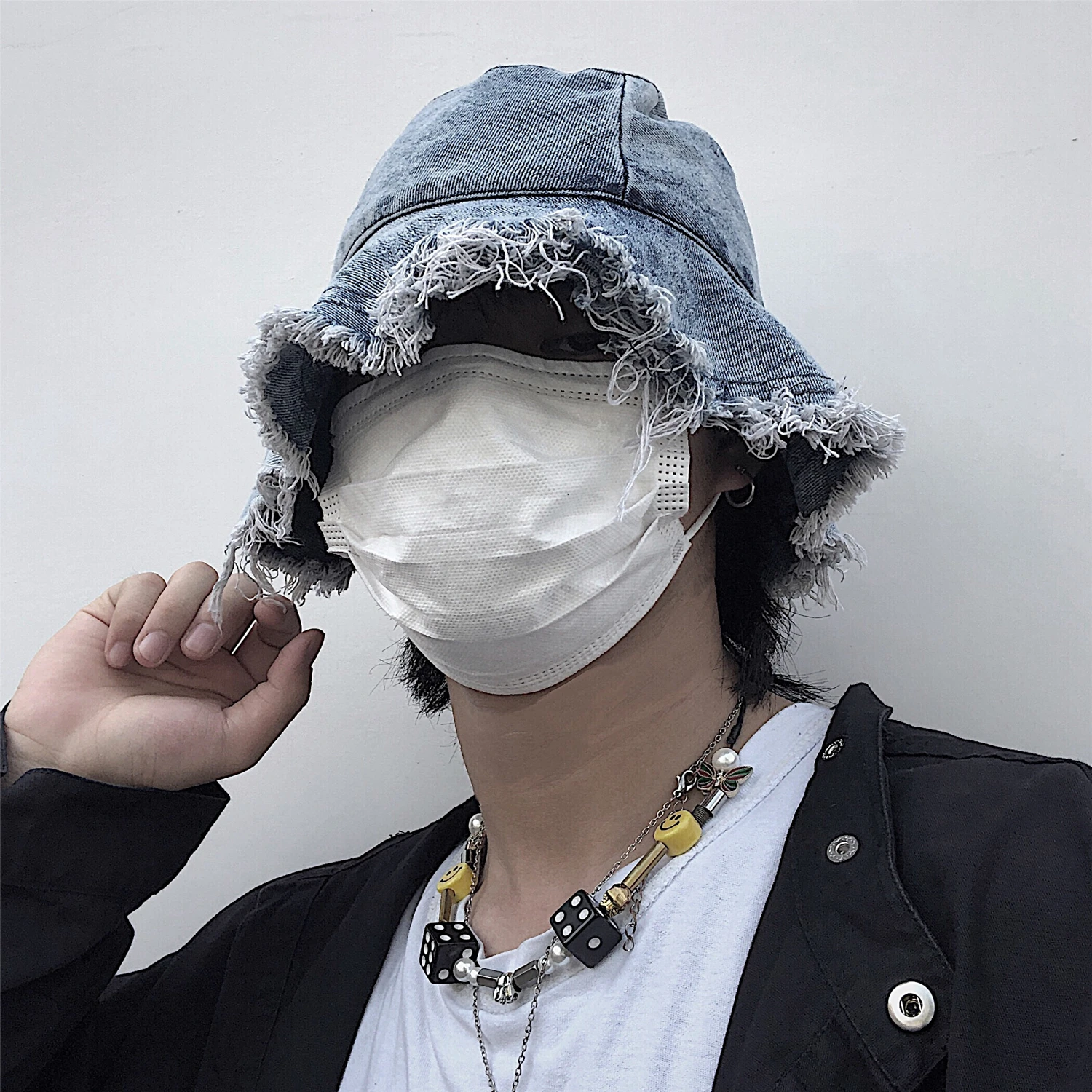 Женская и Мужская Уличная Корейская Harajuku Ulzzang модная однотонная ВИНТАЖНАЯ ДЖИНСОВАЯ Панама рваные джинсы синяя панк хип-хоп кепка от солнца Rap