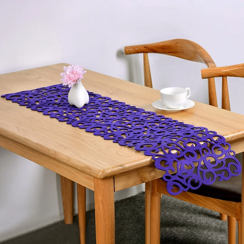 Purple Лидер продаж настольная дорожка Camino De Mesa выдалбливает Tafelloper Chemin De table Felt настольная дорожка s Современное украшение для дома - Цвет: Purple