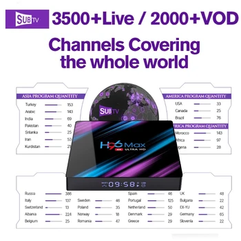 

H96 MAX Rk3318 2G/16G 4G/32G 4G/64G Tv Box Android OS 9.0 With 1Year World iptv Arabic Spain Italy Live IPTV Android Player