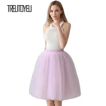 

Treutoyeu Design Princess Pink Tutu Tulle Skirt Kawaii Korean Style 6 Layers High Waist Midi Summer Skirts Womens Faldas Mujer