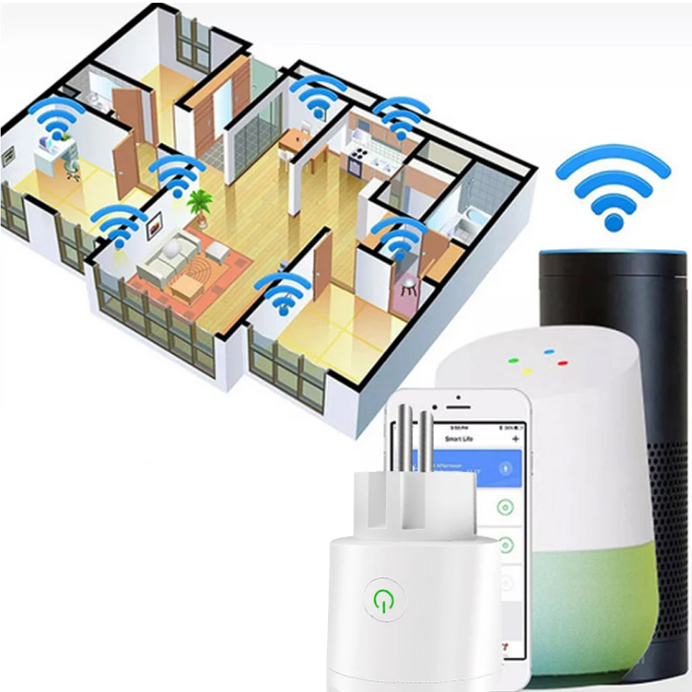 ЕС Европа Wifi умная розетка Wi Fi Smartlife Испания Франция Польша вилка совместимая Alexa
