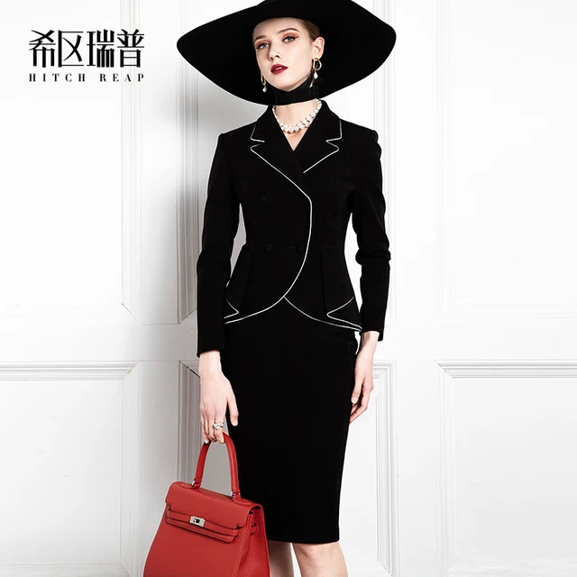 High End Retro Celebrity Temperament, Black Edged White Suit, Formal Dress, European And American Fashion Professional Dress 4