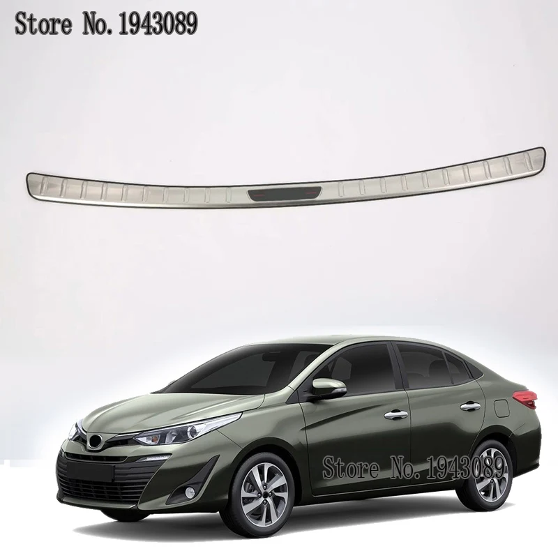 

For Toyota VIOS 2019 Car Styling Interior & Exteror Rear Trunk Protector Sill Plate Cover Guard Trim Stainless Steel