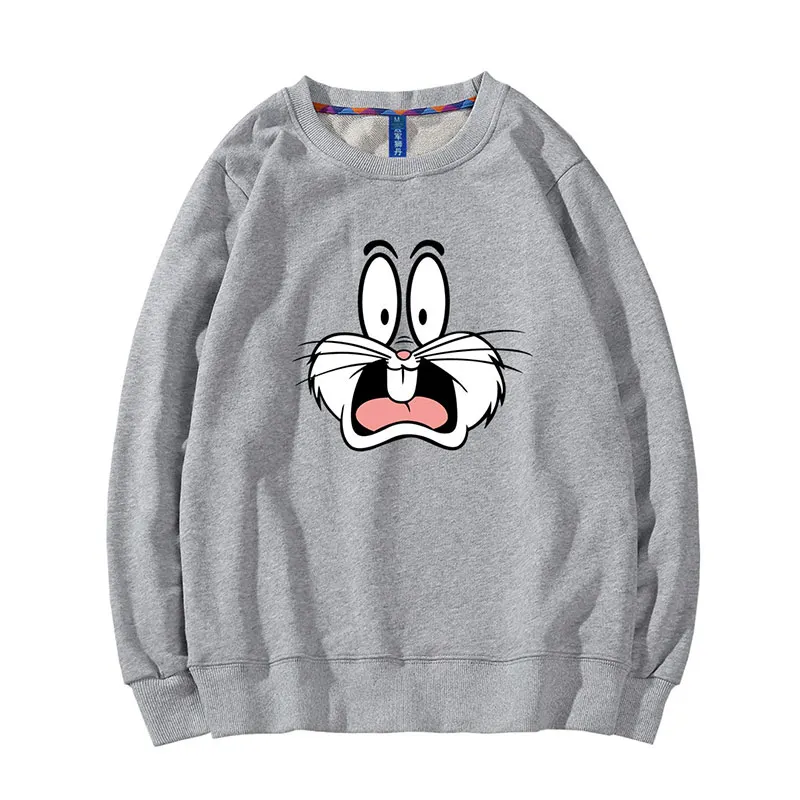 

Rabbit Print Sweatshirt 2020 Autumn Men Casual O-Neck Gray Sweatshirts