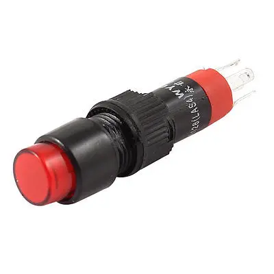 

DC 12V SPDT 5 Pin Soldering Locking Red Lamp Press Push Button Switch