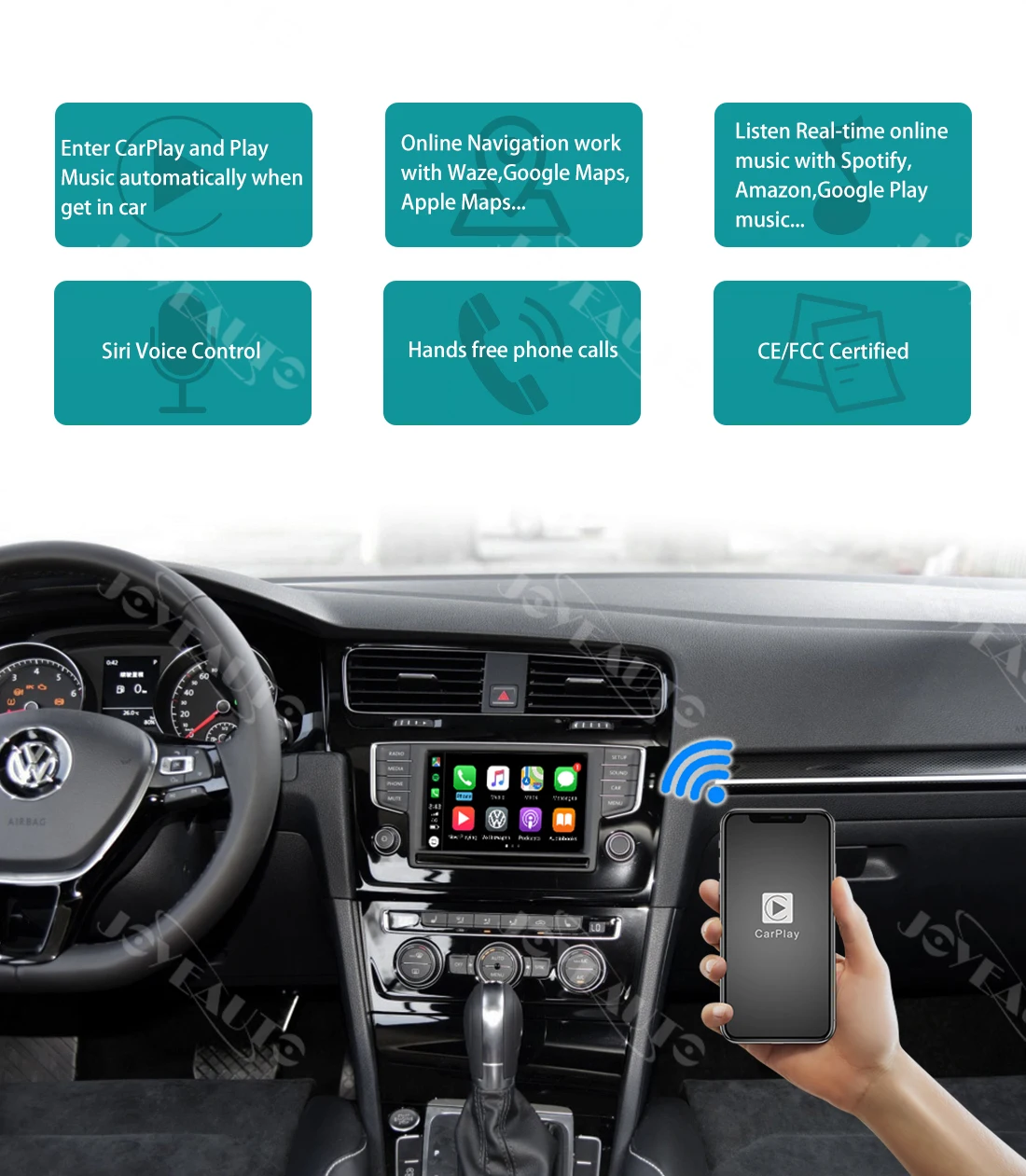 Joyeauto беспроводная Apple Carplay для Volkswagen Golf- обновленная Android Авто зеркальная Wifi iOS13 Автомобильная игровая Поддержка Камера