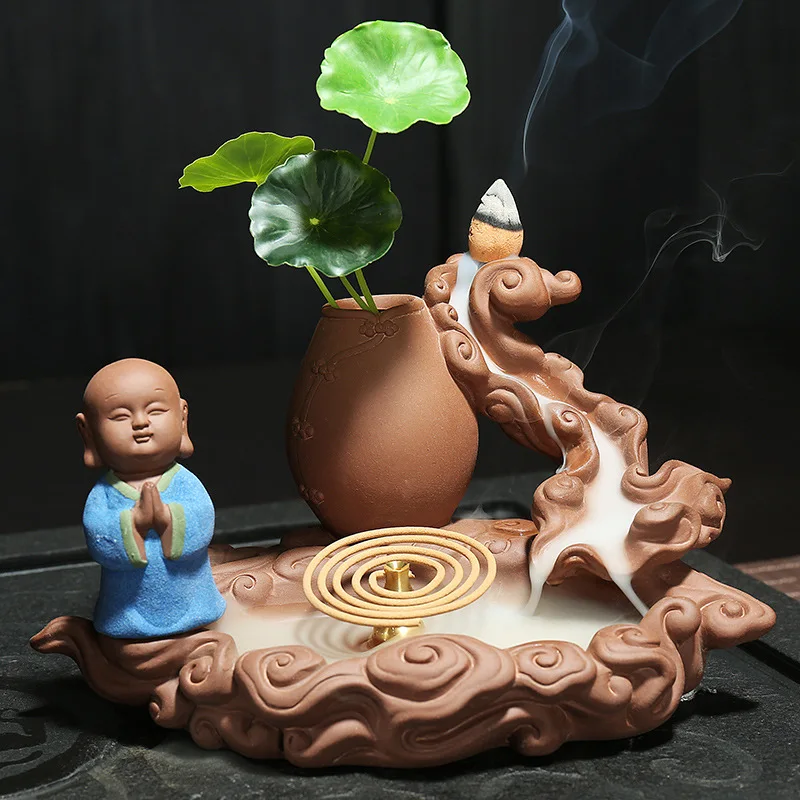

Manufacturers Wholesale Reverse Flow Censer Clay Little Monk "Incense Burner Ceramic Incense Burner Lotus Incense Holder Creativ