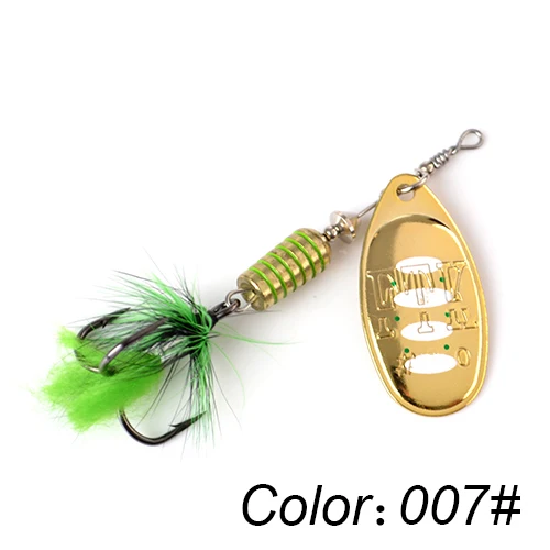 FTK 1pc Spinner Bait 7.5g 12g 17.5g Hard Spoon Bass Lures Metal Fishing Lure With Feather Treble Hooks For Pike Fishing 007