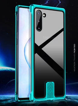 

Galaxy S10 Plus Note10 Note10 Case Bumper Frameless Metal Bumper Clear Built-In Tempered Glass Back Shockproof Original Design