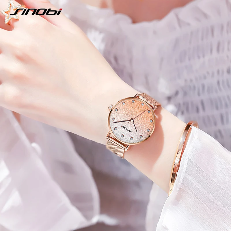 Sinobi Fashion Diamond Woman Watches Golden Elegent Women Quartz Wristwatches Ladies Gift Clock Relogio Feminino Dropshipping